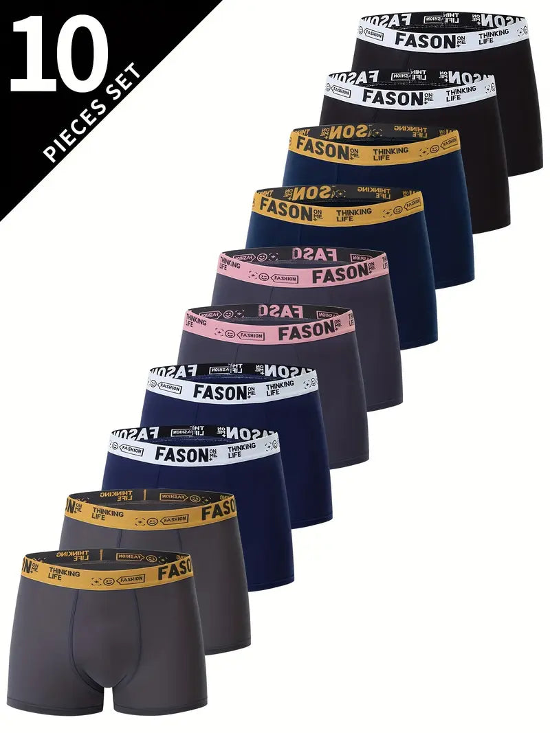 10-Pack Mutande Uomo, Boxer Casual Traspiranti e Comodi, Slip Elasticizzati, Pantaloncini Sportivi